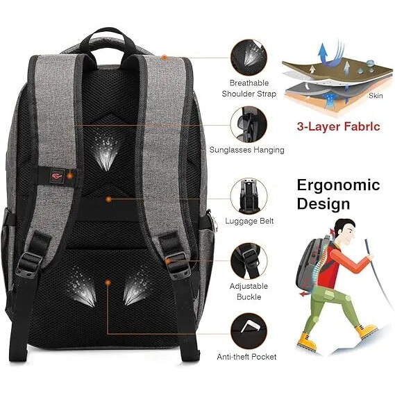 Rucsac laptop 15.6 inch, USB, capacitate mare, negru, 43x33x15cm