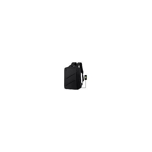 Rucsac laptop din Oxford, rezistent la apa, cu port USB extern si curea pentru trolley, pentru laptop 14–17,3 inch, negru
