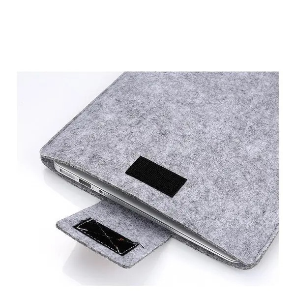 Husa pentru laptop din fetru de lana, cu inchidere Velcro si protectie groasa, compatibila cu MacBook Pro/MacBook Air 13", gri/antracit, 34 x 25 cm