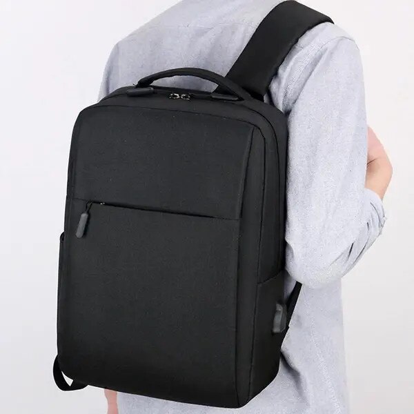 Rucsac laptop din Oxford cu port USB pentru incarcare, anti-furt si rezistent la apa, captusit, ISINI-CJ-K0497-260820-708, negru, 15.6"