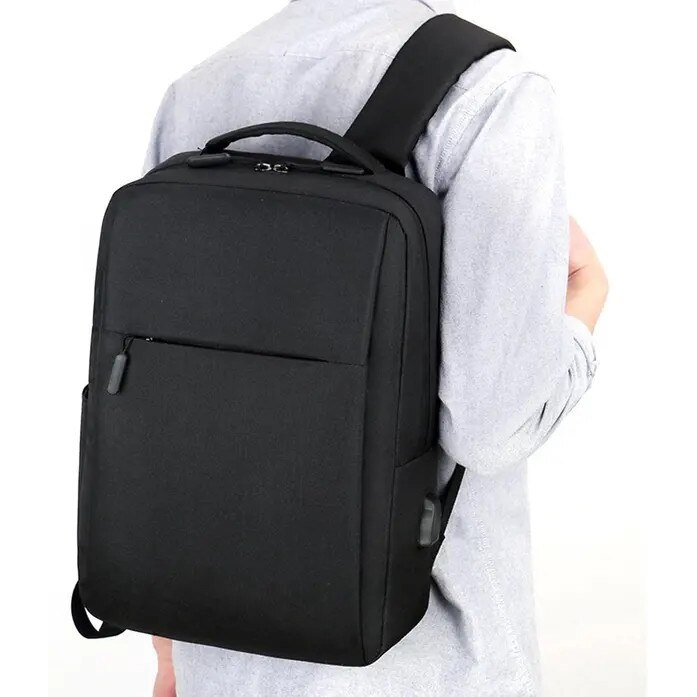 Rucsac laptop din Oxford cu port USB pentru incarcare, anti-furt si rezistent la apa, captusit, ISINI-CJ-K0497-260820-708, negru, 15.6"
