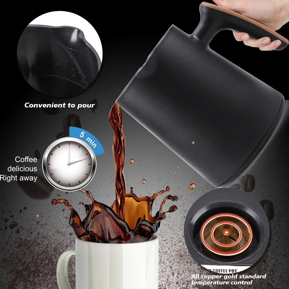 Cafetiera electrica, aparat cafea greceasca, 600W, 300ml pentru 4 cesti, anticurgere, maner ergonomic, pentru cafea greceasca, espresso si ceai.Convenabil si rentabil, usor de utilizat, rezistent la rugina si pete.material ABS, Priza EU. Negru