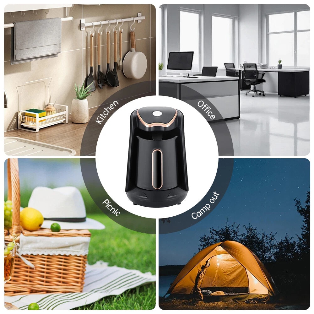 Cafetiera electrica, aparat cafea greceasca, 600W, 300ml pentru 4 cesti, anticurgere, maner ergonomic, pentru cafea greceasca, espresso si ceai.Convenabil si rentabil, usor de utilizat, rezistent la rugina si pete.material ABS, Priza EU. Negru