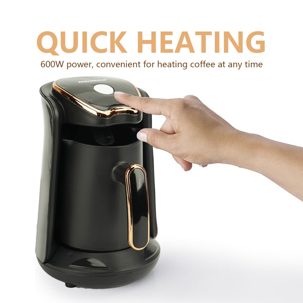 Cafetiera electrica, aparat cafea greceasca, 600W, 300ml pentru 4 cesti, anticurgere, maner ergonomic, pentru cafea greceasca, espresso si ceai.Convenabil si rentabil, usor de utilizat, rezistent la rugina si pete.material ABS, Priza EU. Negru