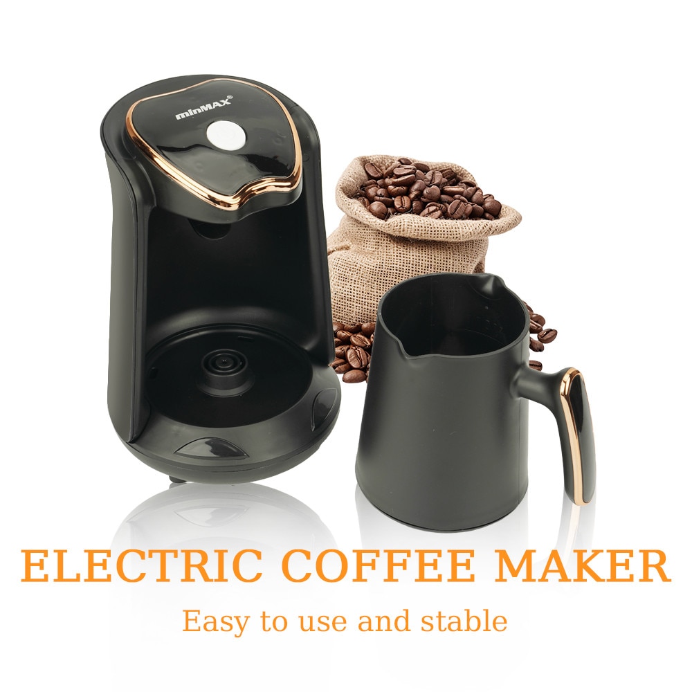 Cafetiera electrica, aparat cafea greceasca, 600W, 300ml pentru 4 cesti, anticurgere, maner ergonomic, pentru cafea greceasca, espresso si ceai.Convenabil si rentabil, usor de utilizat, rezistent la rugina si pete.material ABS, Priza EU. Negru