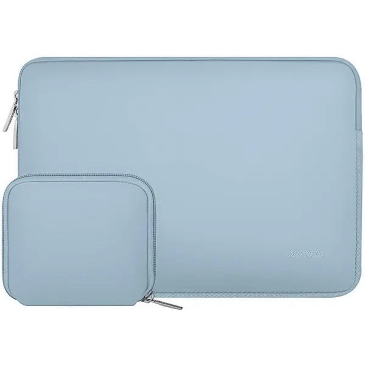 Husa pentru laptop neopren cu interior din fleece, cu husa mica pentru accesorii, compatibil 13–13,6 inch (MacBook/Surface), albastru deschis