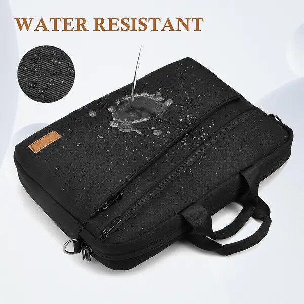 Geanta laptop din material rezistent la apa, convertibila tote si messenger, IZO-CJ-K0502-20260803-2885, negru, 15,6 inch (compartiment 37,8 x 27 x 5 cm)