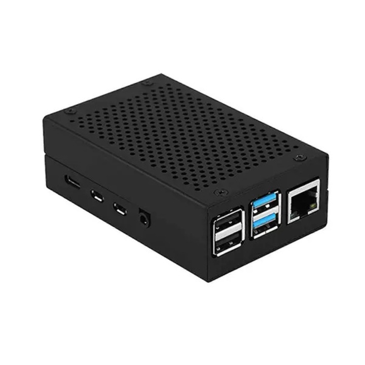 Alumínium ház Raspberry Pi 4B-hez, ezüst-fekete, csavarokkal