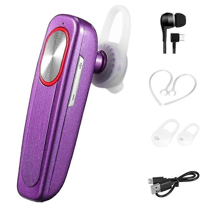 Bluetooth egyfülhallgató, 32 óra lejátszás, HD hívás, fekete, 6x1.5cm