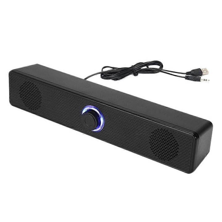 Мултимедийни тонколони 9D Surround, двойна връзка, черни, 29.6x5.5x6см