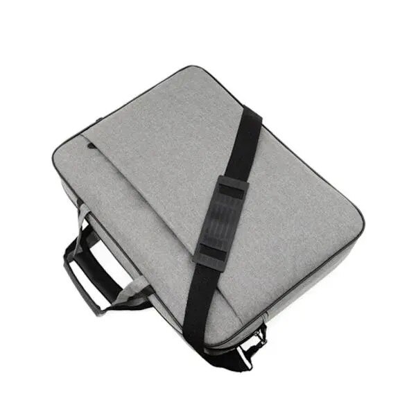 Geanta laptop din Oxford cu captuseala din poliester, buzunar frontal si curea de umar detasabila, gri, 15.6/17 inch