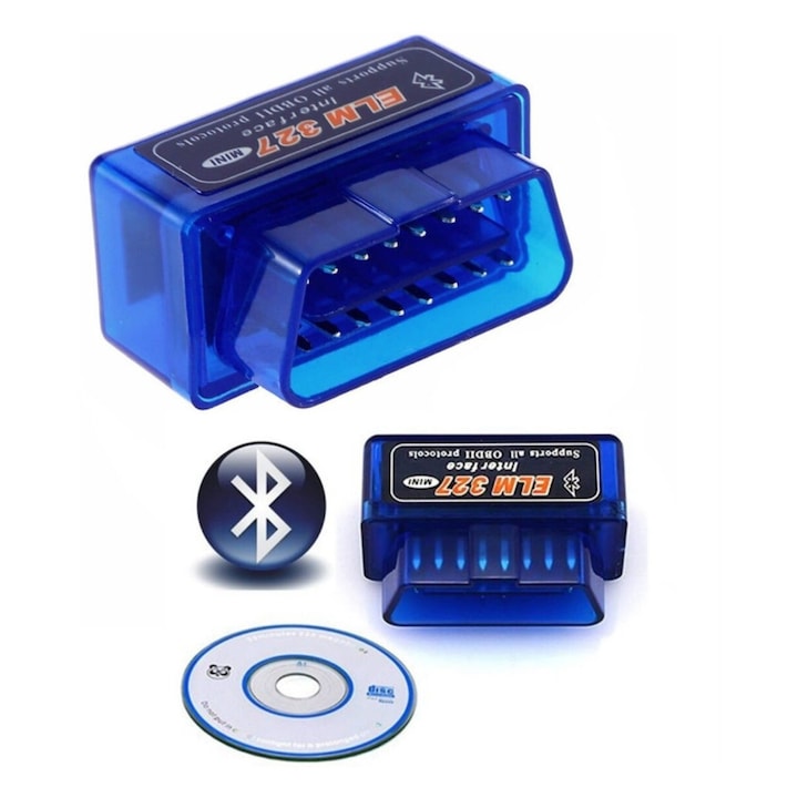 Scanner Auto Diagnostic ELM327 Bluetooth V2.1 OBD2, Tester Auto Universal, Citire si Stergere Erori Motor, Monitorizare Date in Timp Real