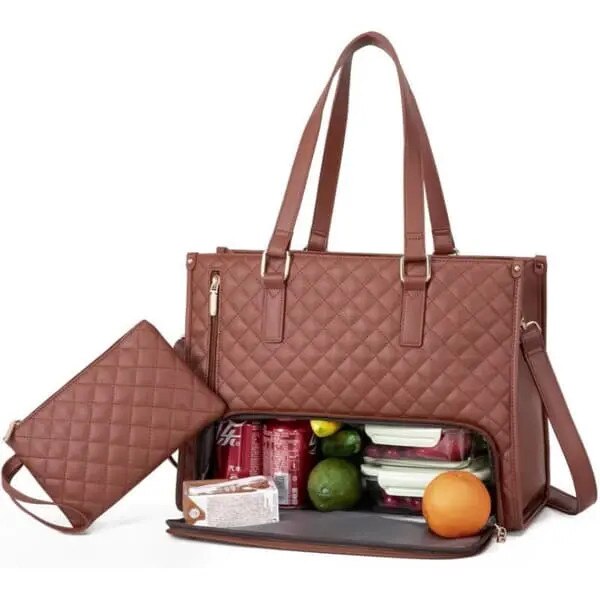 Geanta laptop si pranz 2in1, izoterma, impermeabila, alb, 36.8x15.2x14cm