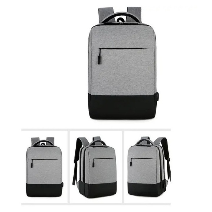Vízálló laptop hátizsák, USB, ergonomikus, fekete 30x45x15cm