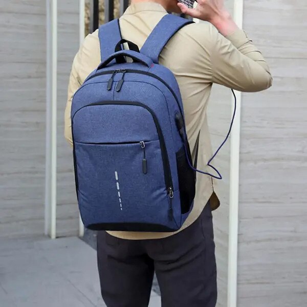 Rucsac laptop 15.6 inch, cu detalii reflectorizante, rezistent la apa, gri, 30x13x44 cm