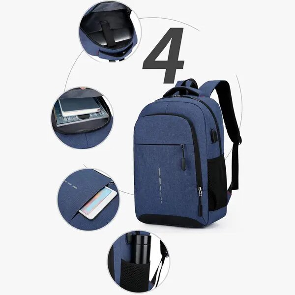 Rucsac laptop 15.6 inch, cu detalii reflectorizante, rezistent la apa, gri, 30x13x44 cm
