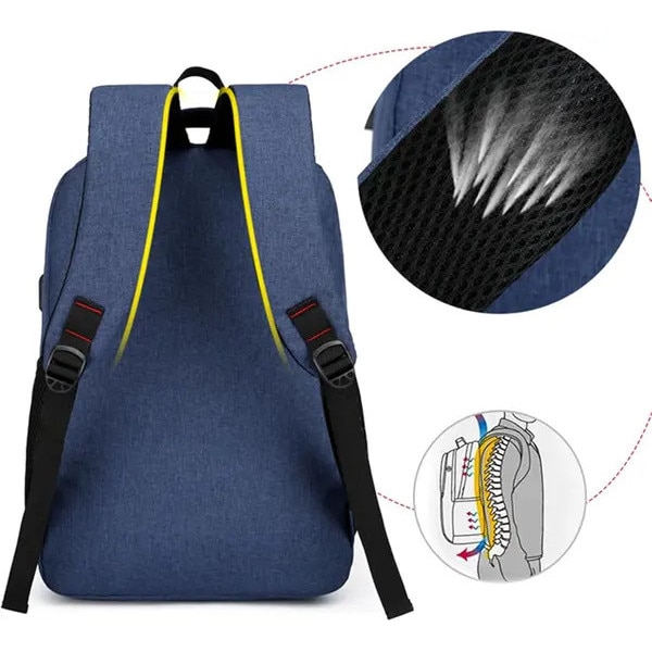 Rucsac laptop 15.6 inch, cu detalii reflectorizante, rezistent la apa, gri, 30x13x44 cm