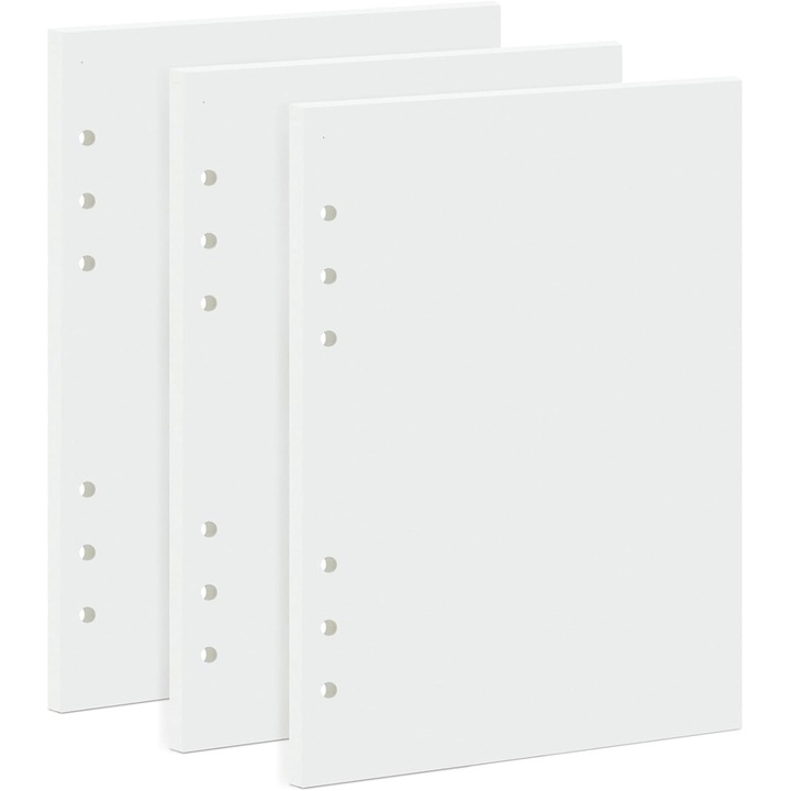 Set 3 pachete foi A5 pentru caiete cu inele, 180 foi, alb, 21x14.5cm