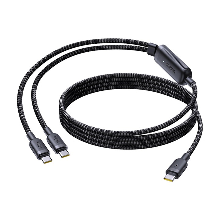 Baseus Flash 4 140W 2 az 1-ben gyorstöltő USB-C kábel, 1.5m, Fekete