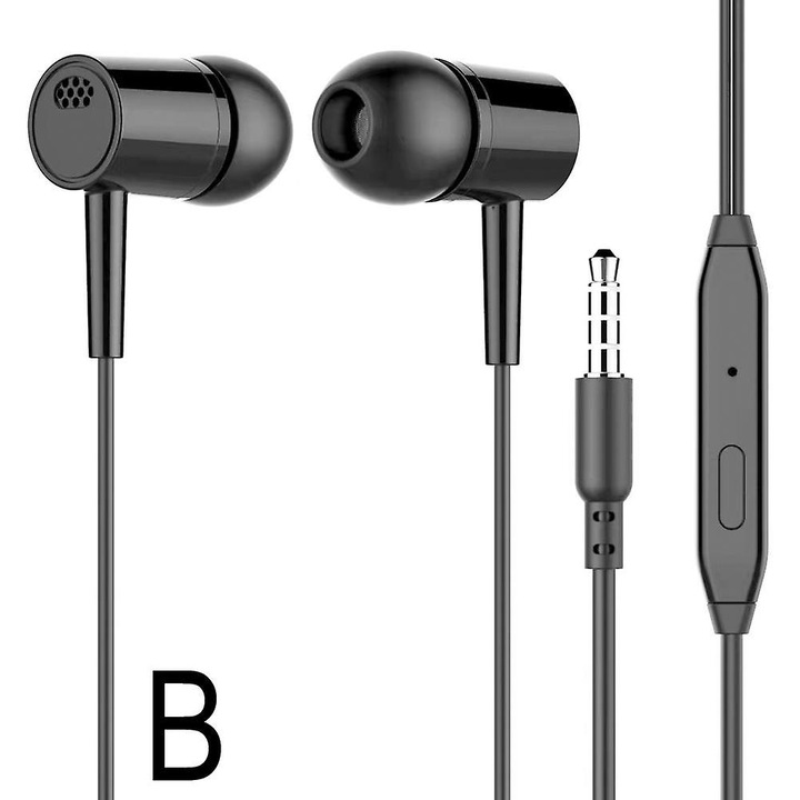 Casti in-ear cu microfon, negru-alb, 3.5mm