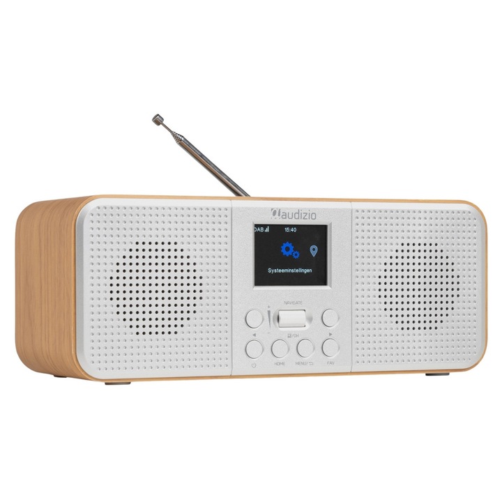 Audizio Bucine WIFI internetrádió-FM és DAB rádió, fa, ezüst