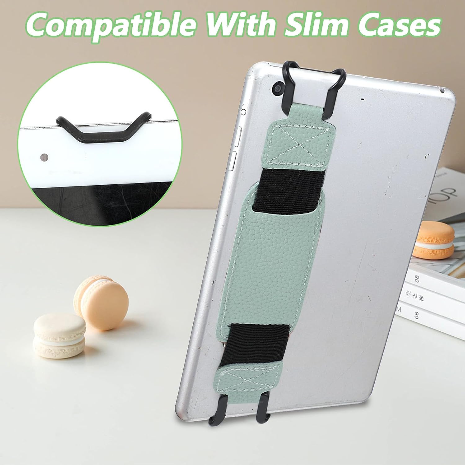 Husa tableta 6-8 inch cu banda pentru incheietura, design flexibil, piele PU, mov