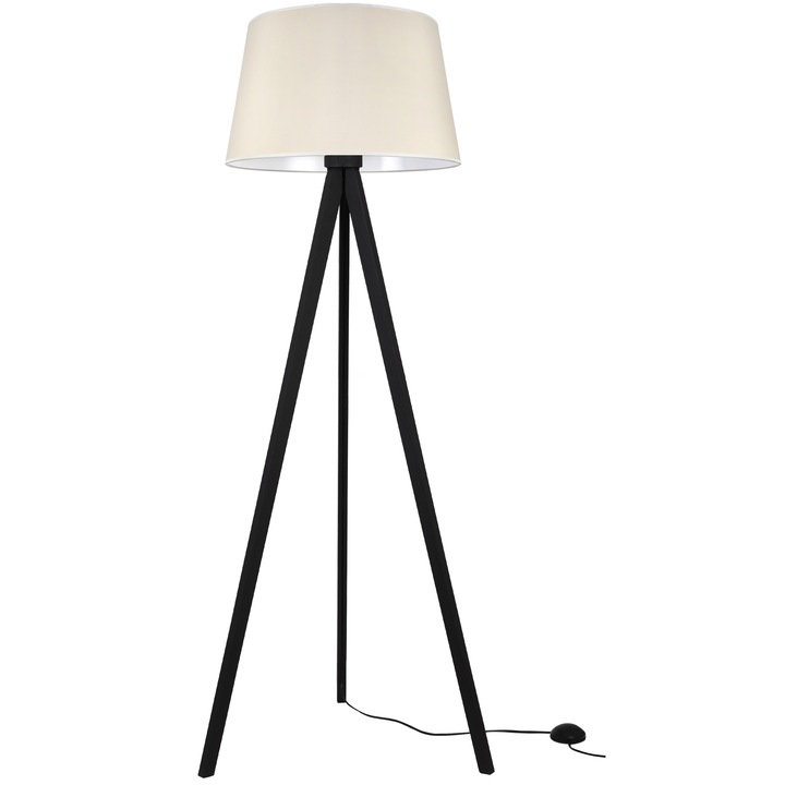 Lampa de podea Light Home LH Trepied negru abajur conic crem Ø44 cm soclu E27 ideala pentru living dormitor sau birou