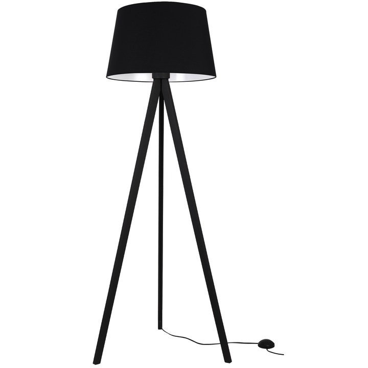 Lampa de podea Light Home LH Trepied negru abajur conic negru Ø44 cm soclu E27 ideala pentru living dormitor sau birou