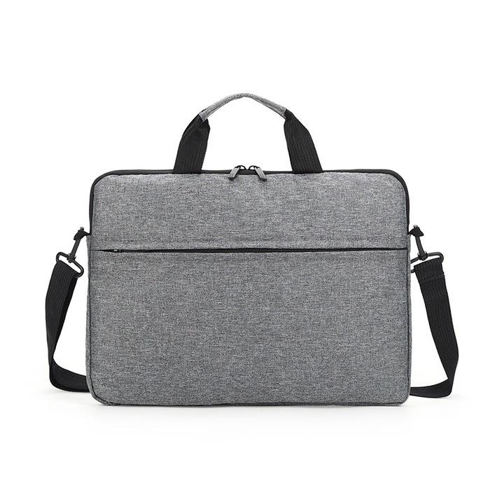 Geanta laptop gri, 13,3 inch, 36x27x3cm, 39x28x4cm, 42x31x4cm, reglabila, multifunctionala