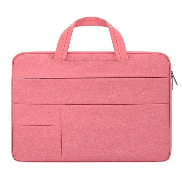 Husa laptop 15,6 inch, protectie 360, roz, usor de transportat