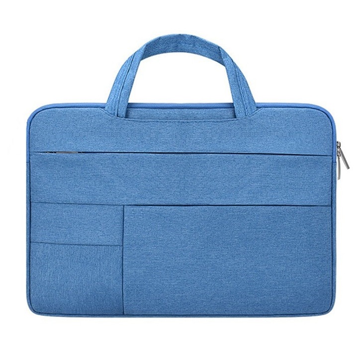 Husa laptop 15,6 inch, protectie 360, albastru, usoara, cu maner robust