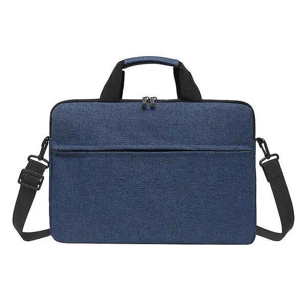 Geanta laptop din Oxford, multiple compartimente, buzunar cu fermoar ascuns, bretea reglabila si maner, albastru, pentru laptop 14", 37 x 27 cm