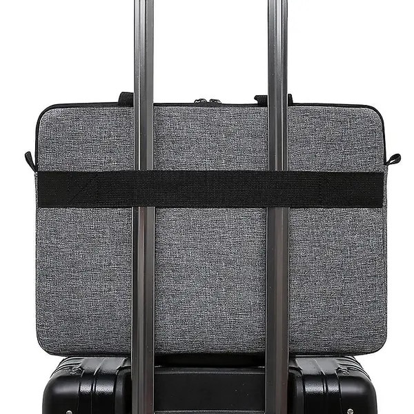 Geanta laptop din Oxford, multiple compartimente, buzunar cu fermoar ascuns, bretea reglabila si maner, albastru, pentru laptop 14", 37 x 27 cm
