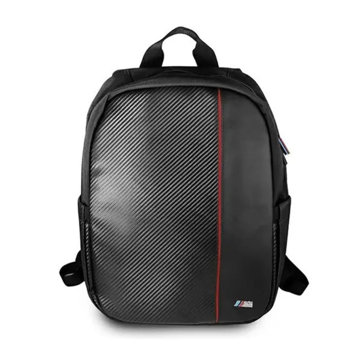 Laptop hátizsák 16", fekete, piros szénszálas csíkok