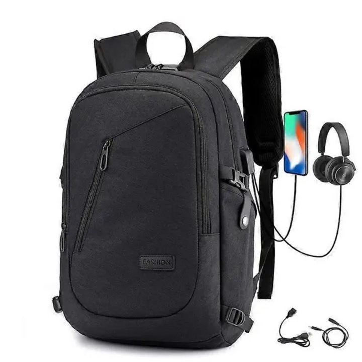 Lopásgátló laptop hátizsák 15.6 inch USB porttal, fekete 45x30x19cm