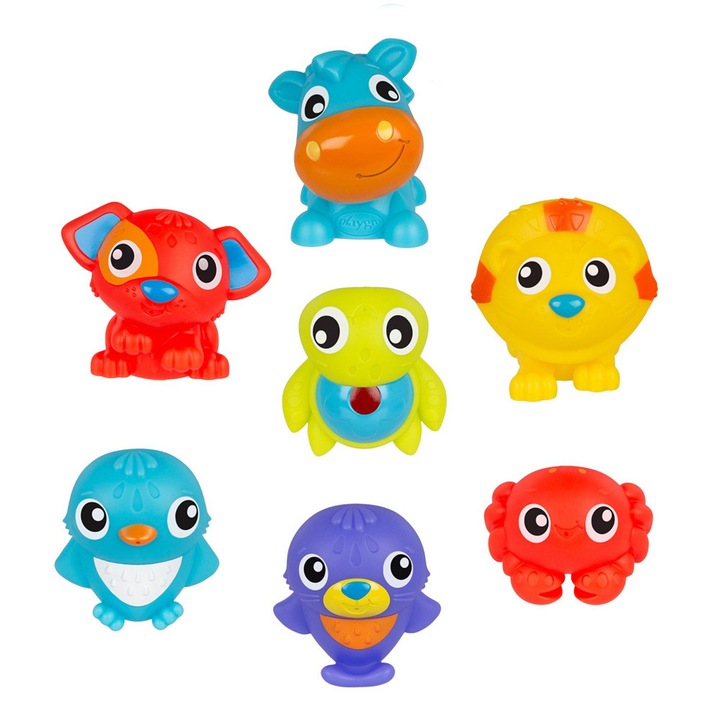 Комплект Весели приятели за баня, гумени животинки Playgro 7 бр 9м+