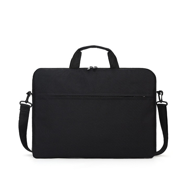 Geanta laptop 13-15,6 inch, negru, 36x27x3cm, 39x28x4cm, 42x31x4cm, cu curea ajustabila si compartimente multiple