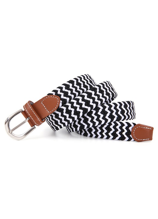 Curea elastica copii, ajustabila, negru-alb, 2,5x105cm