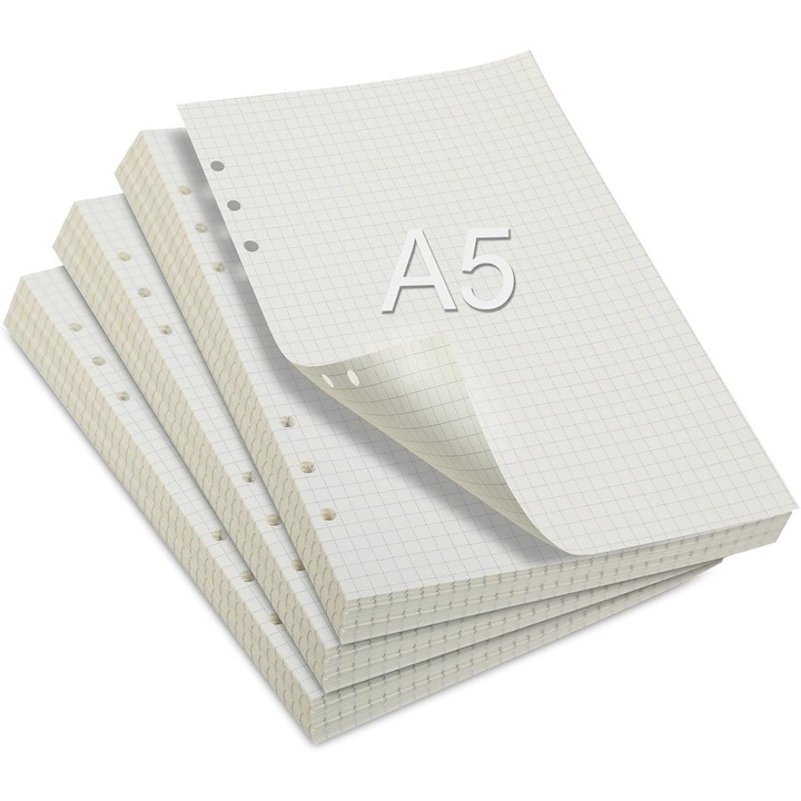 Set 3 pachete foi A5, 180 foi, alb, 21x14.5cm, pentru caiete cu inele