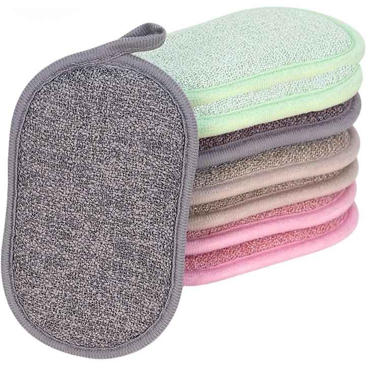Set 8 bureti microfibra reutilizabili, durabili, multicolor, 15x9cm