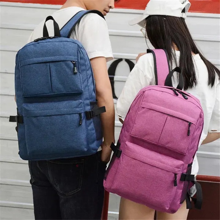 Rucsac din canvas cu port USB, compartiment pentru laptop, impermeabil si capacitate mare, bleumarin, 50 x 30 x 16 cm