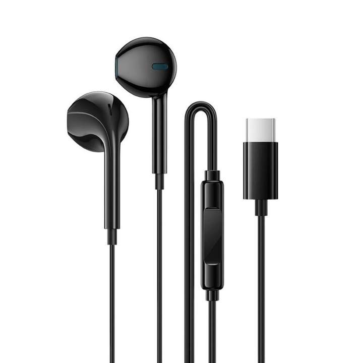 Casti cu fir, Borofone BM100 Fuente, cu microfon, tip C (DAC), Negru