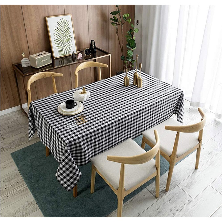 Kockás téglalap alakú asztalterítő - Foltálló, vízálló és mosható asztalterítő, gingham mintás, kültéri piknikhez, ünnepi vacsorához (6 méret, 5 szín)