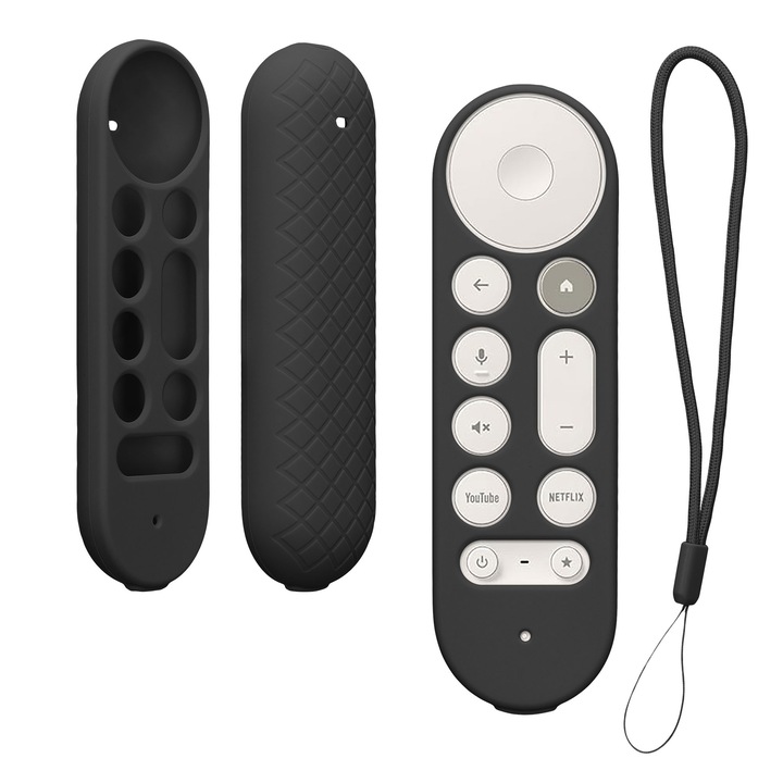 Husa telecomanda Kwmobile pentru Google TV Streamer 4K, anti-alunecare, silicon, negru