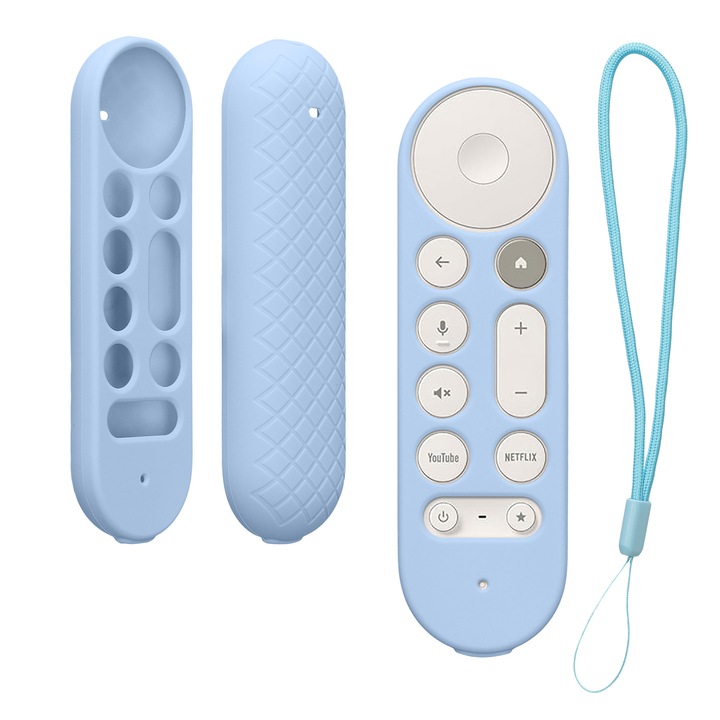 Husa telecomanda Kwmobile pentru Google TV Streamer 4K, anti-alunecare, silicon, albastru