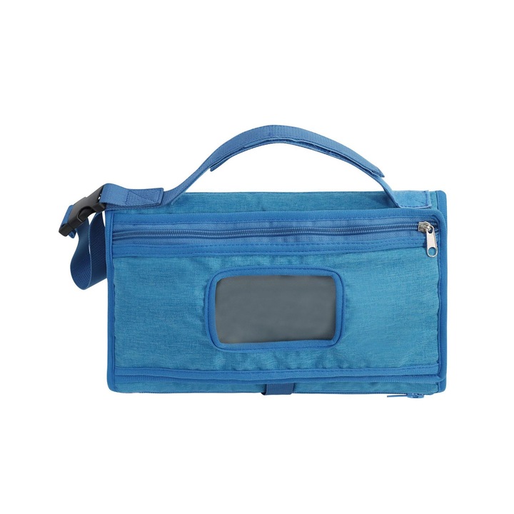 Salteluta pliabila pentru schimbat bebelusi, impermeabila, albastru, 55x28.5cm