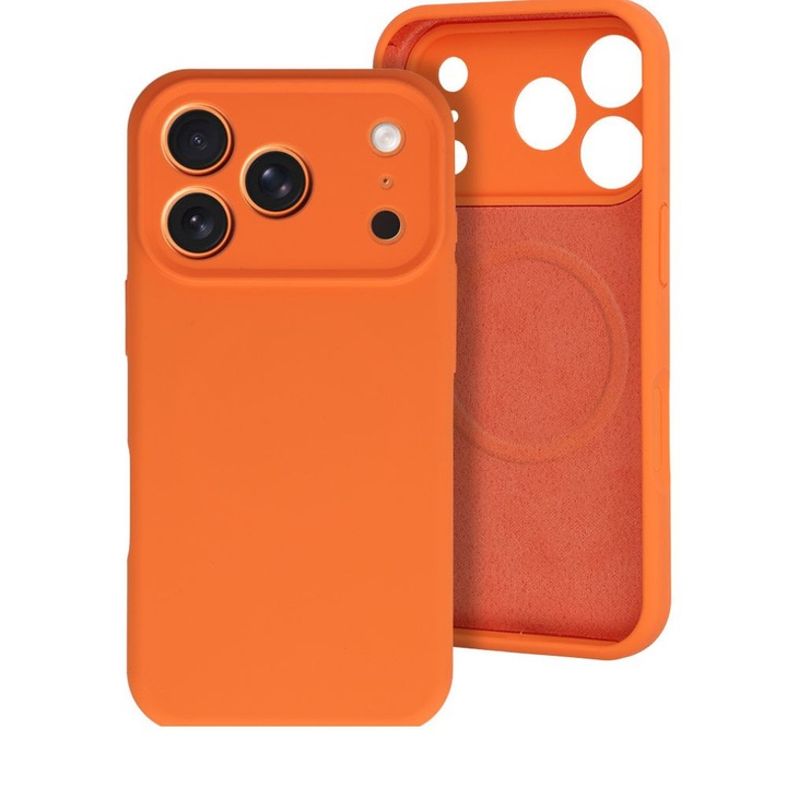 Husă G-Tech MagColor Pure, portocalie, silicon, interior microfibra, pentru iPhone 17 Pro/18 Pro