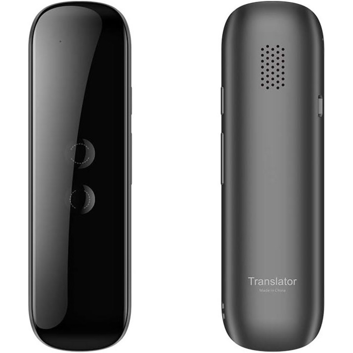 AjieQaQ® intelligens hangfordító, kétirányú, 100 online és 8 offline nyelv, azonnali hang-, fotó- és szövegfordítás, Bluetooth, 800 mAh akkumulátor, kettős mikrofon és hangszóró, hordozható