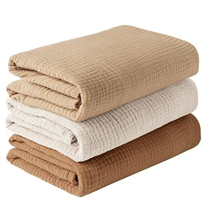 Paturici bebelusi set 3, muselina bumbac, 100x100cm, multicolor