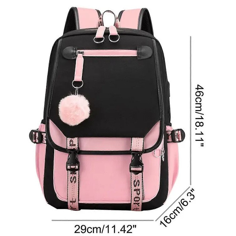Rucsac scolar din poliester anti-furt cu port USB, compartiment pentru laptop 14 inch, rezistent la apa, multicolor